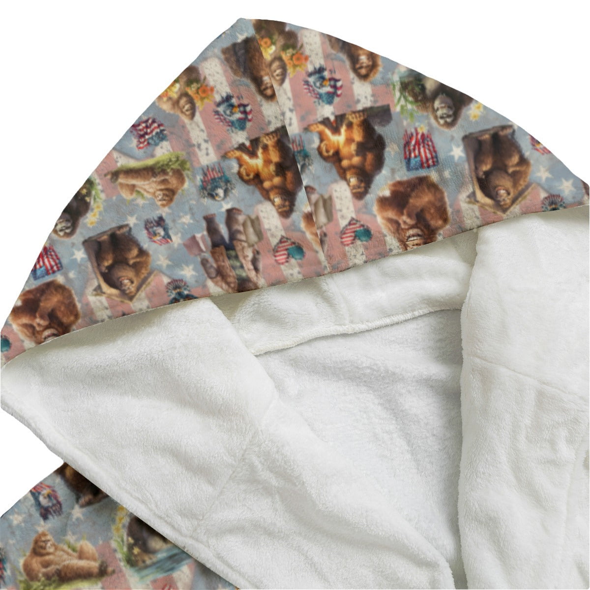 20 Sasquatch / Bigfoot Designs,  Flannel Hooded bathrobe