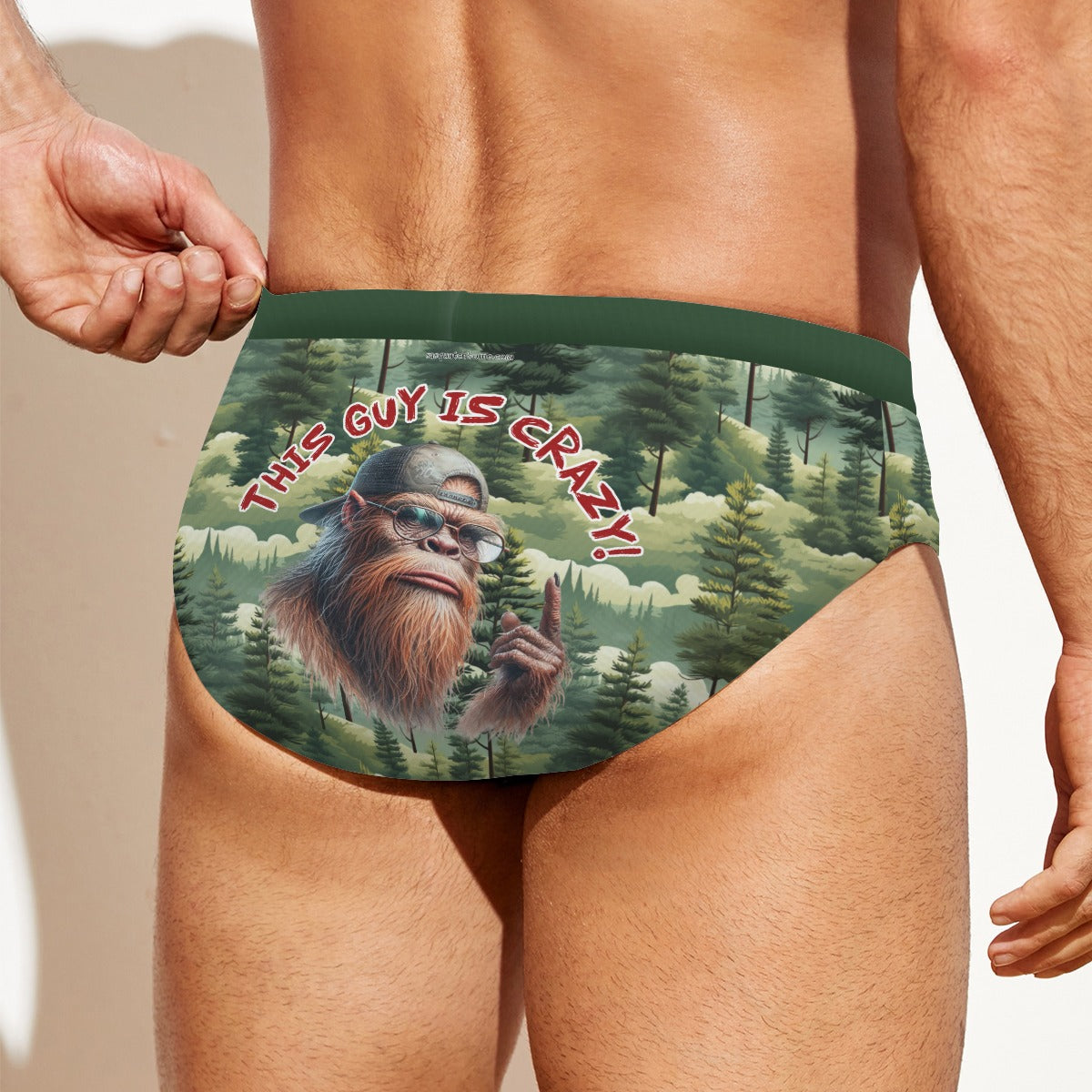 Bigfoot, Sasquatch, "This guy is crazy...", Men’s Drawstring Swim Briefs, Speedo style suit