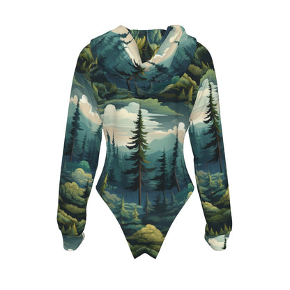 Bigfoot / Sasquatch Zen, Women's Raglan Sleeve Hooded Bodysuit