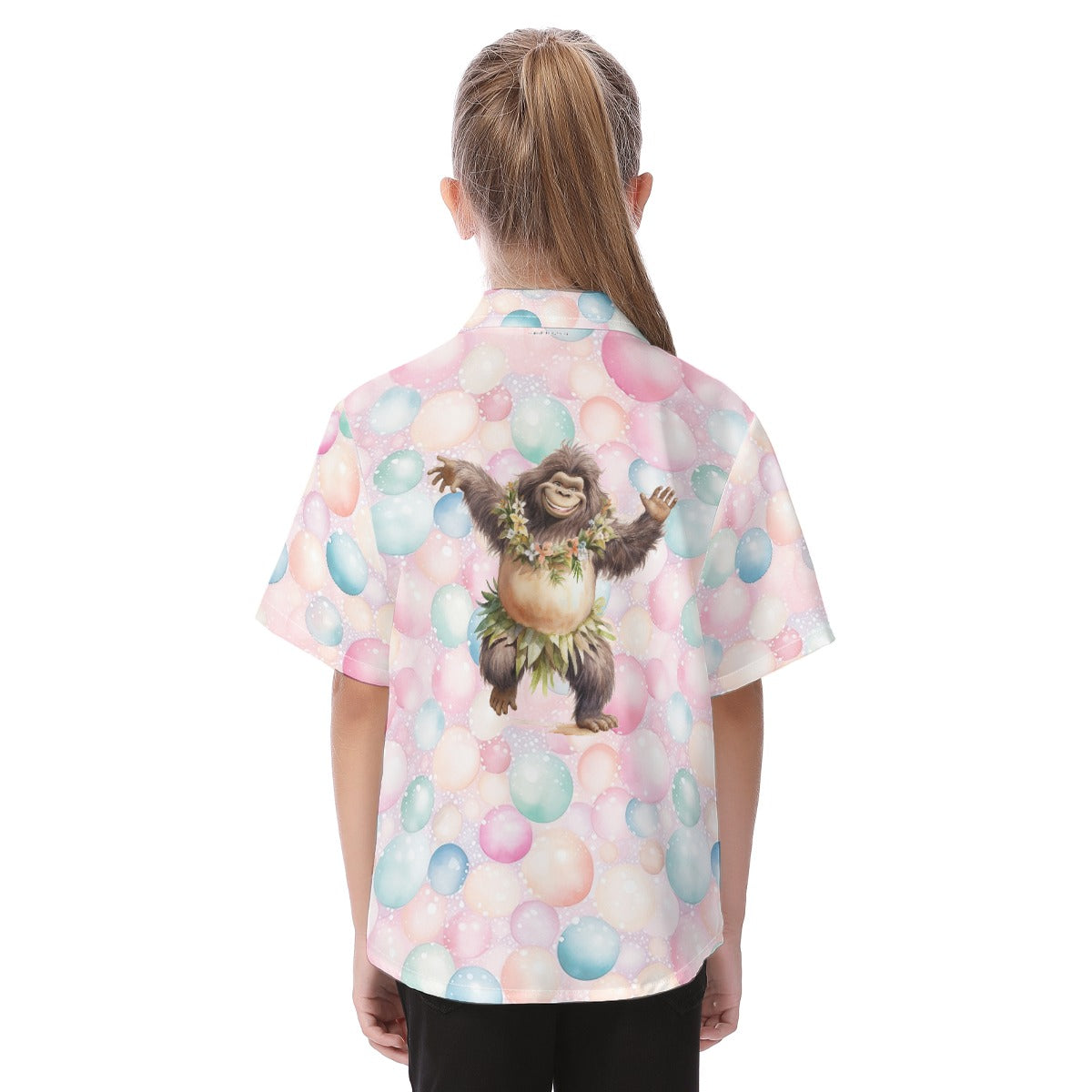 Bigfoot, Sasquatch, Dancing, Kid's Hawaiian Vacation Shirt