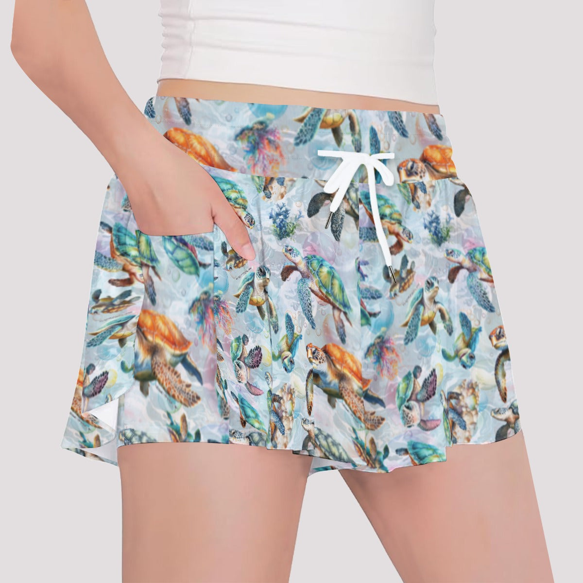 10 Animal Designs, Girls Sports Culottes, Butterfly Shorts w/ Pocket