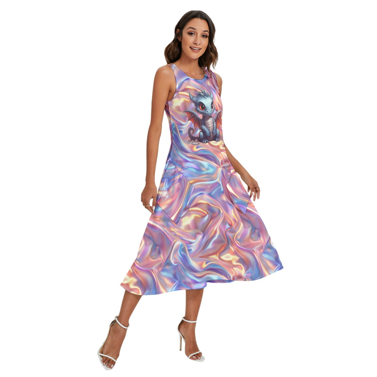 Baby Dragon, Women’s Sleeveless Dress With Diagonal Pockets