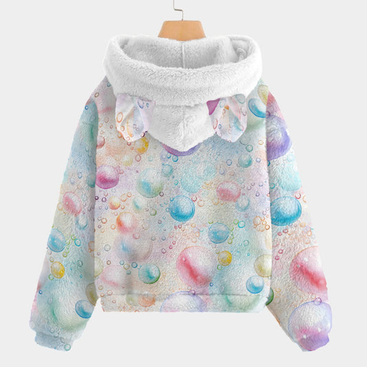 Bigfoot / Sasquatch Blowing Bubbles, Kid’s Borg Fleece Sweatshirt With Ears