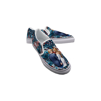 Donald & Melania Trump Kids Slip On Canvas Sneakers, Slip On Shoes, No Touch Shoes