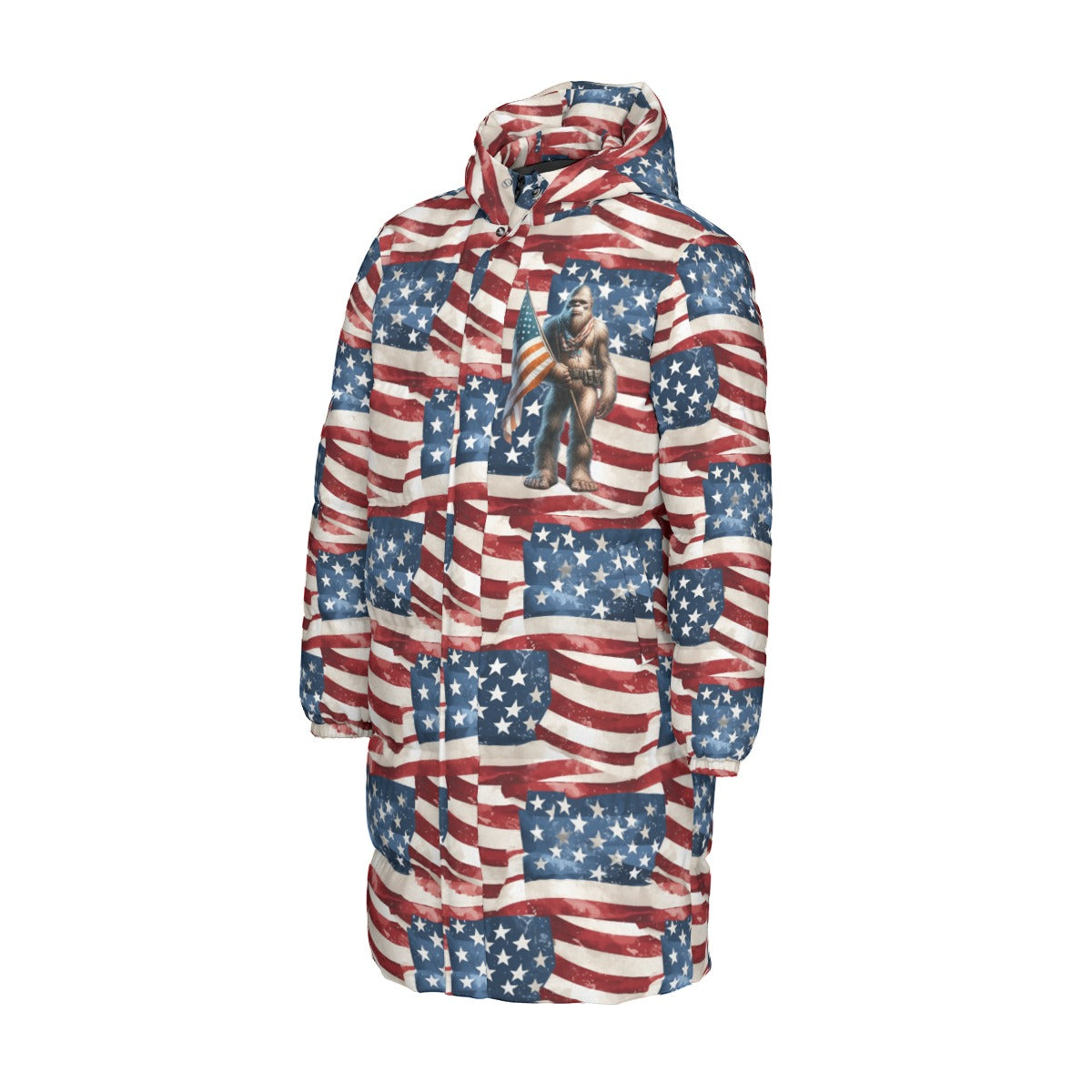Bigfoot / Sasquatch Patriot, Long Down Jacket / Coat