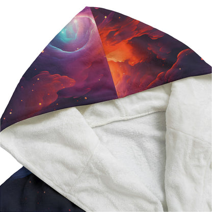 12 Galaxy Outer Space Designs, Flannel Hooded bathrobe