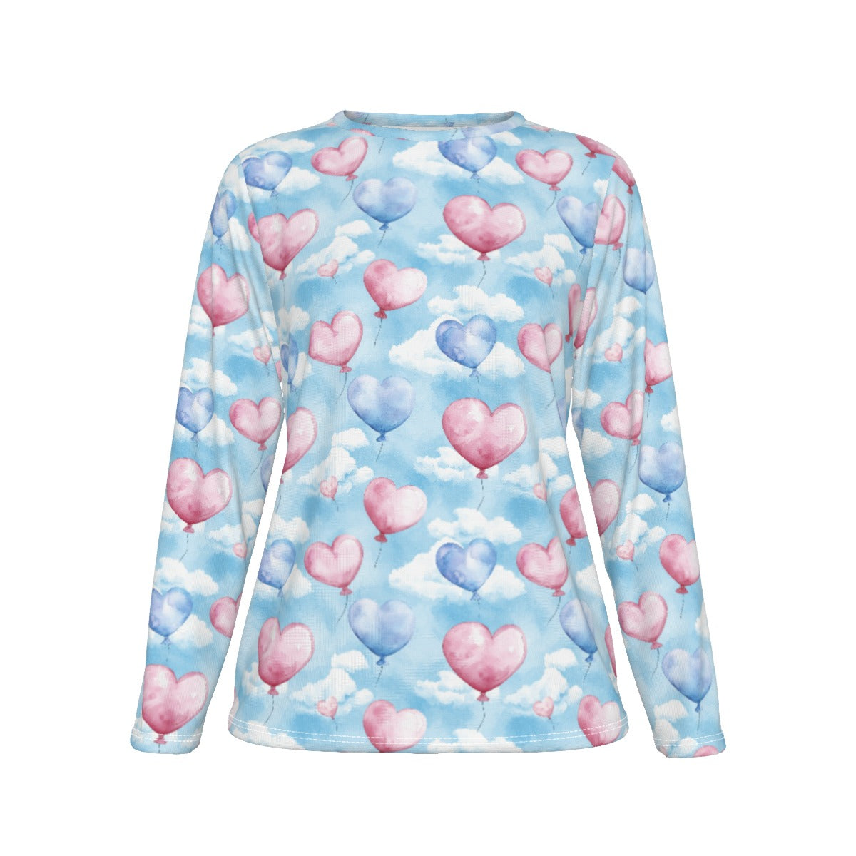 Heart Balloons & Clouds, Women’s Oversized Cotton Tee Shirt