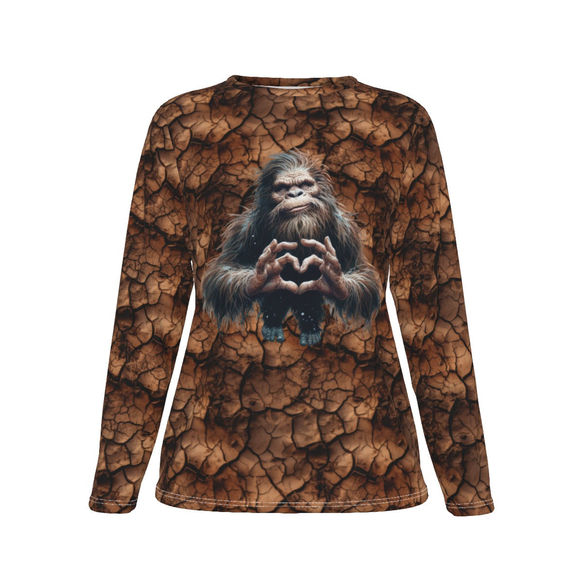 Bigfoot Heart Hands, Sasquatch, Women’s Oversized Cotton Tee Shirt