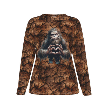 Bigfoot Heart Hands, Sasquatch, Women’s Oversized Cotton Tee Shirt