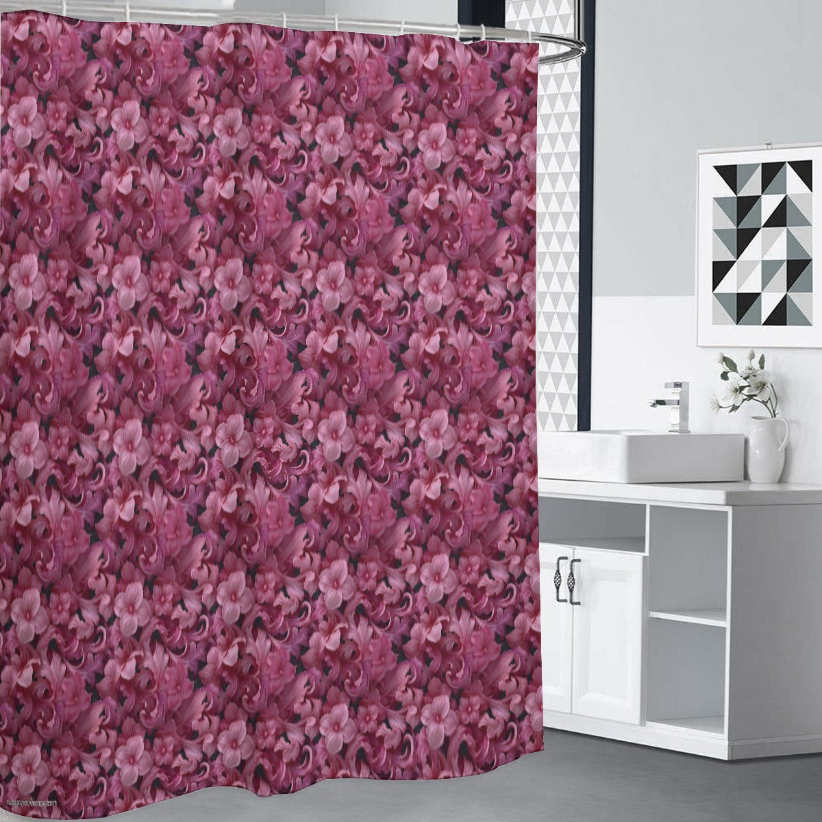 10 Flower Designs, Polyester Shower Curtain in 4 sizes