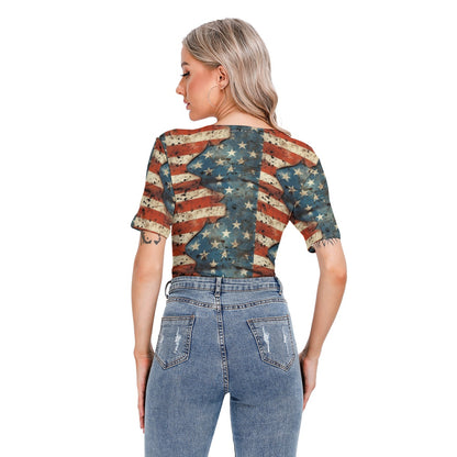 Patriotic Bigfoot, Sasquatch Women’s Short Sleeve Body Suits