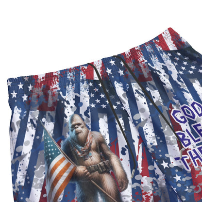 Patriotic Sasquatch, Men’s Sports, Pocketed Shorts