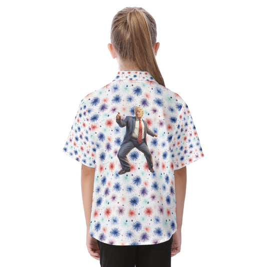 Dancing Donald Trump, Fireworks, Kid's Hawaiian Vacation Shirt