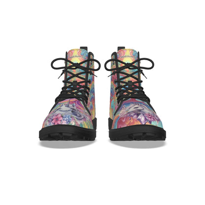 Rainbow & Unicorn, Women's Martin Short Boots With Black Bottom