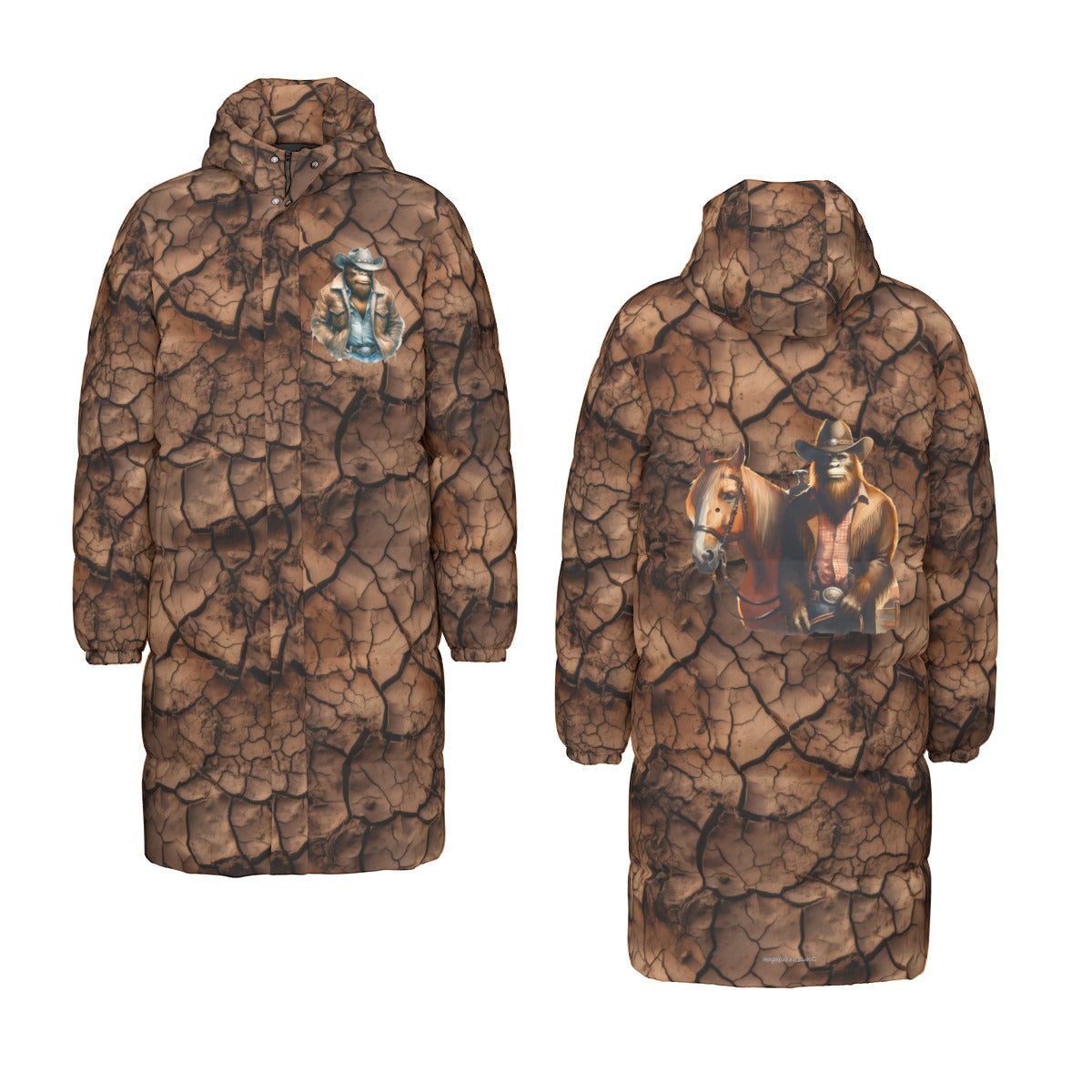 Bigfoot / Sasquatch Cowboy, Long Down Jacket / Coat