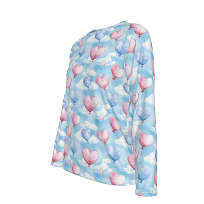 Heart Balloons & Clouds, Women’s Oversized Cotton Tee Shirt