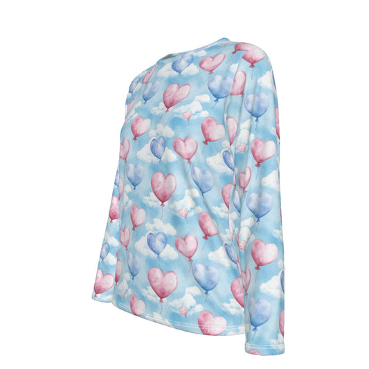 Heart Balloons & Clouds, Women’s Oversized Cotton Tee Shirt