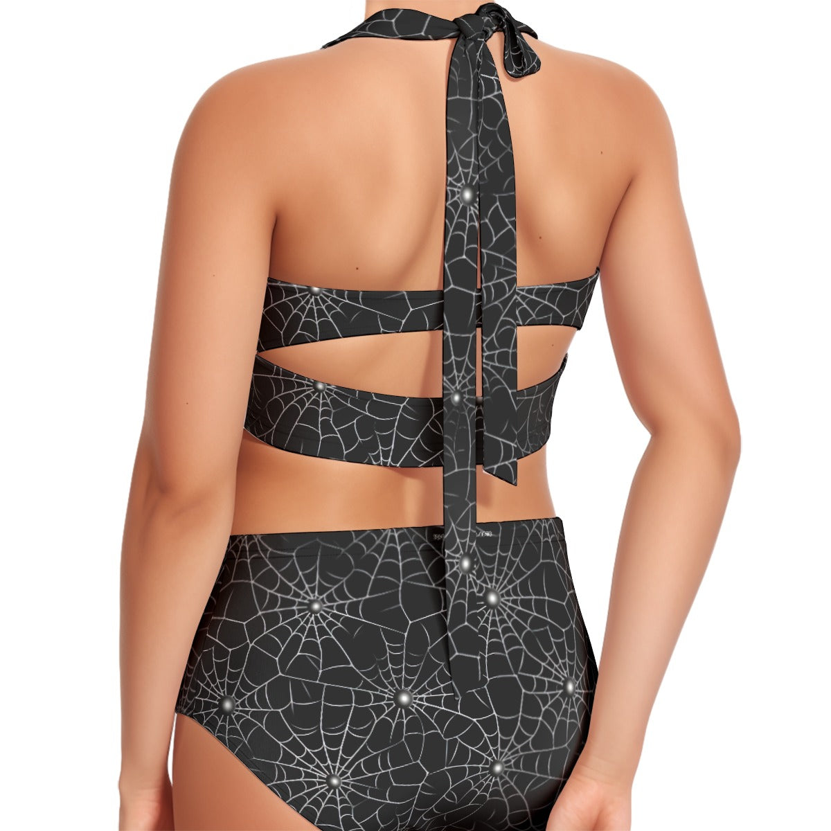 Spider Webs, Women’s Bikini Halter Swimsuit, Two Piece Set