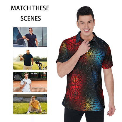 Colored Spiderwebs, Men's Polo Shirts