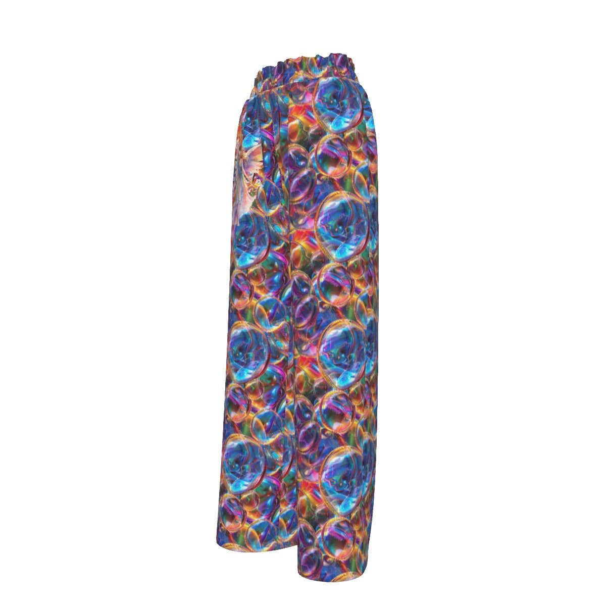 Psychedelic Bubbles, Women’s Faux Silk Wide-Leg Pants