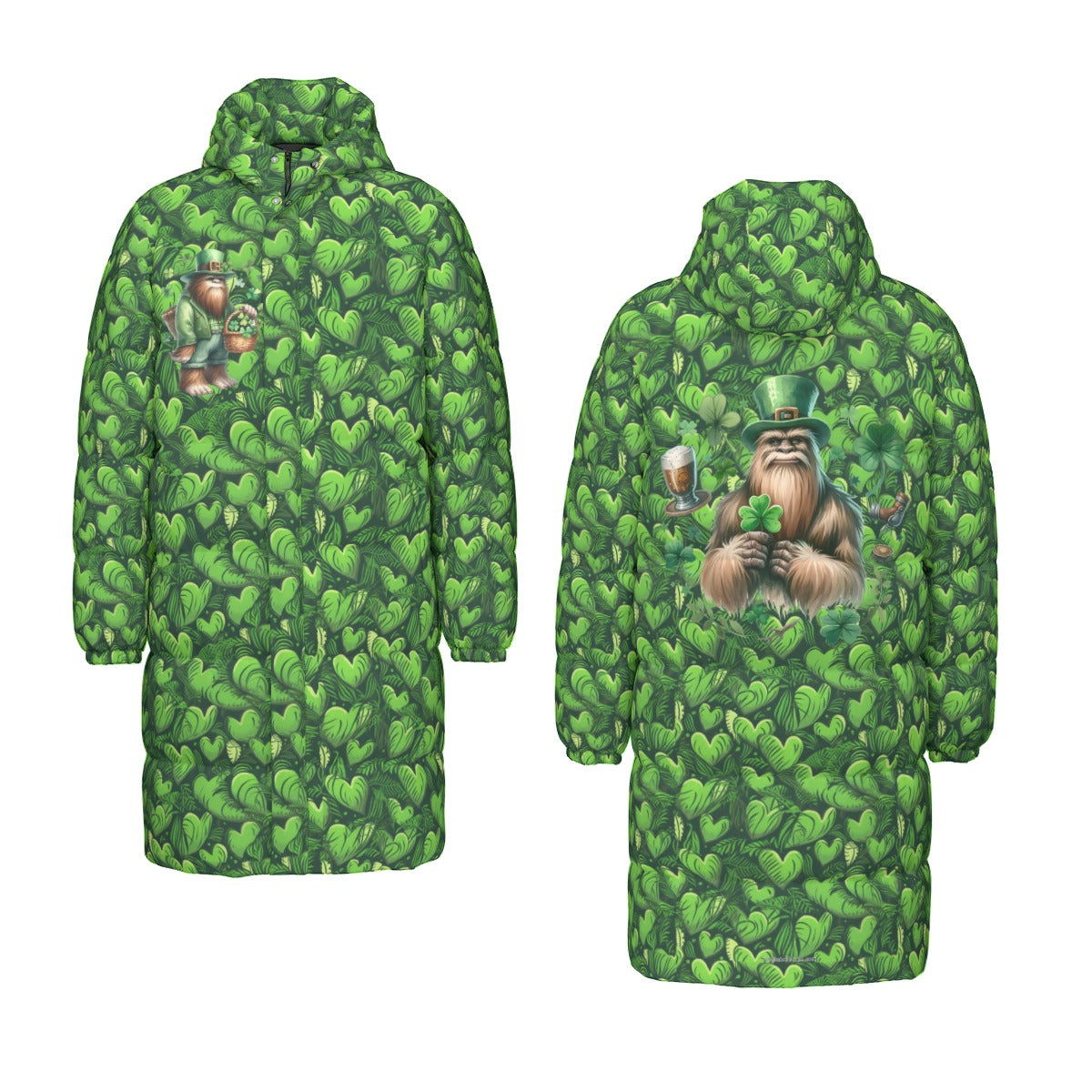 Bigfoot / Sasquatch St. Patrick, Long Down Jacket / Coat