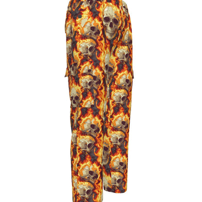 Flaming Skulls, Men’s Cargo Pants w/ Pockets