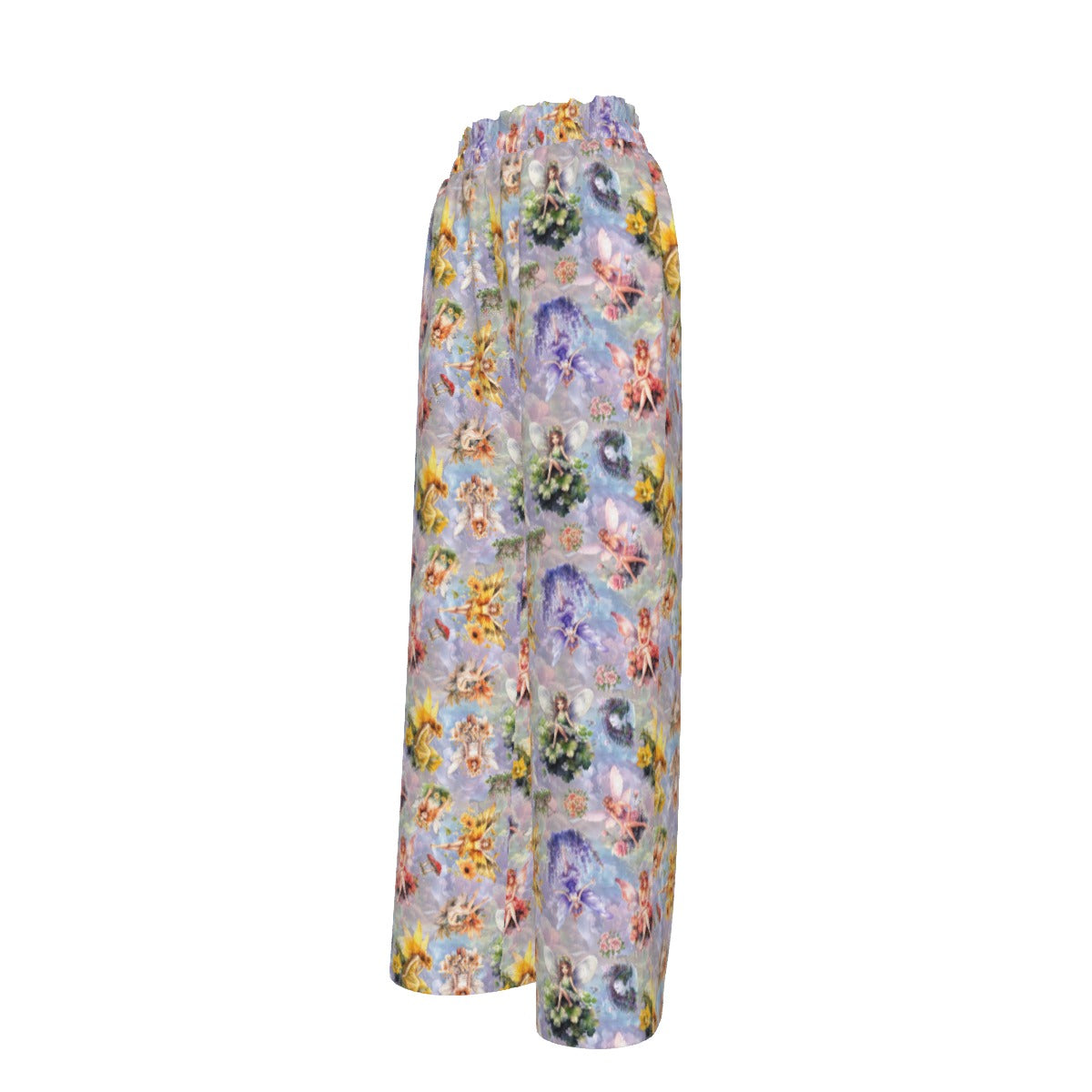 6 Fairy Designs, Women’s Faux Silk Wide-Leg Pants