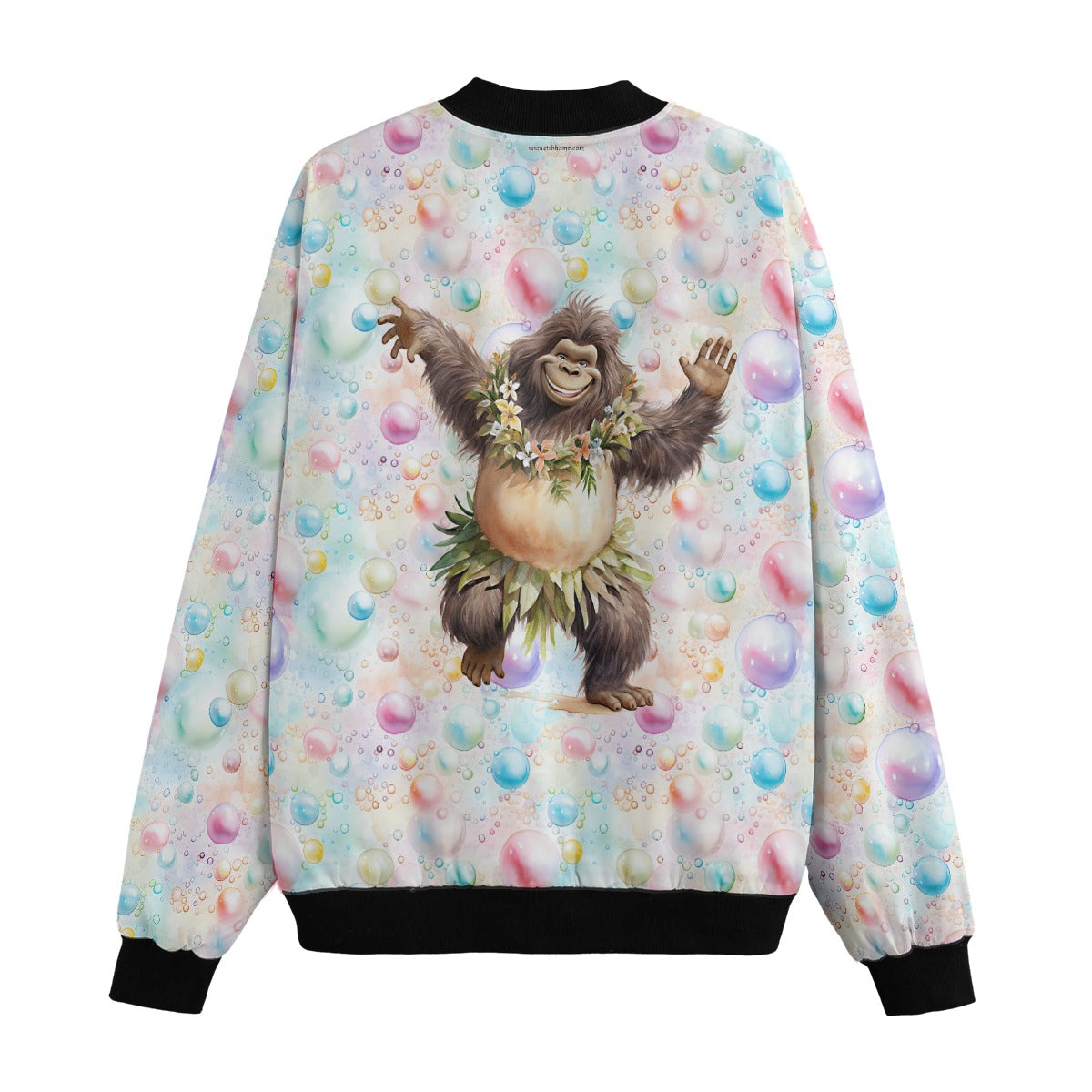 Bigfoot / Sasquatch Dancing on Bubbles, Fleece Bomber Jacket