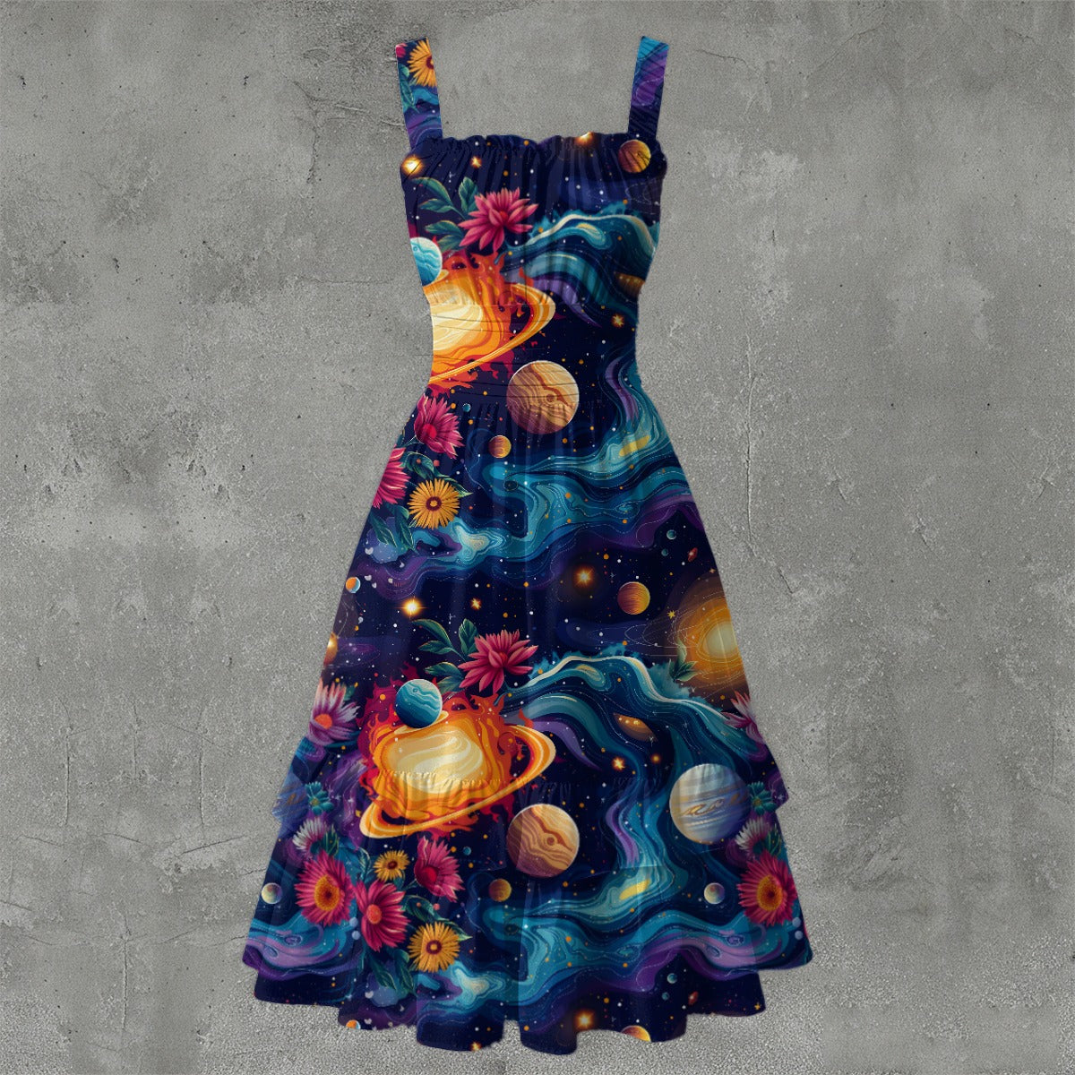 12 Galaxy / Outer Space Designs, Women’s Ruffle Hem Dress