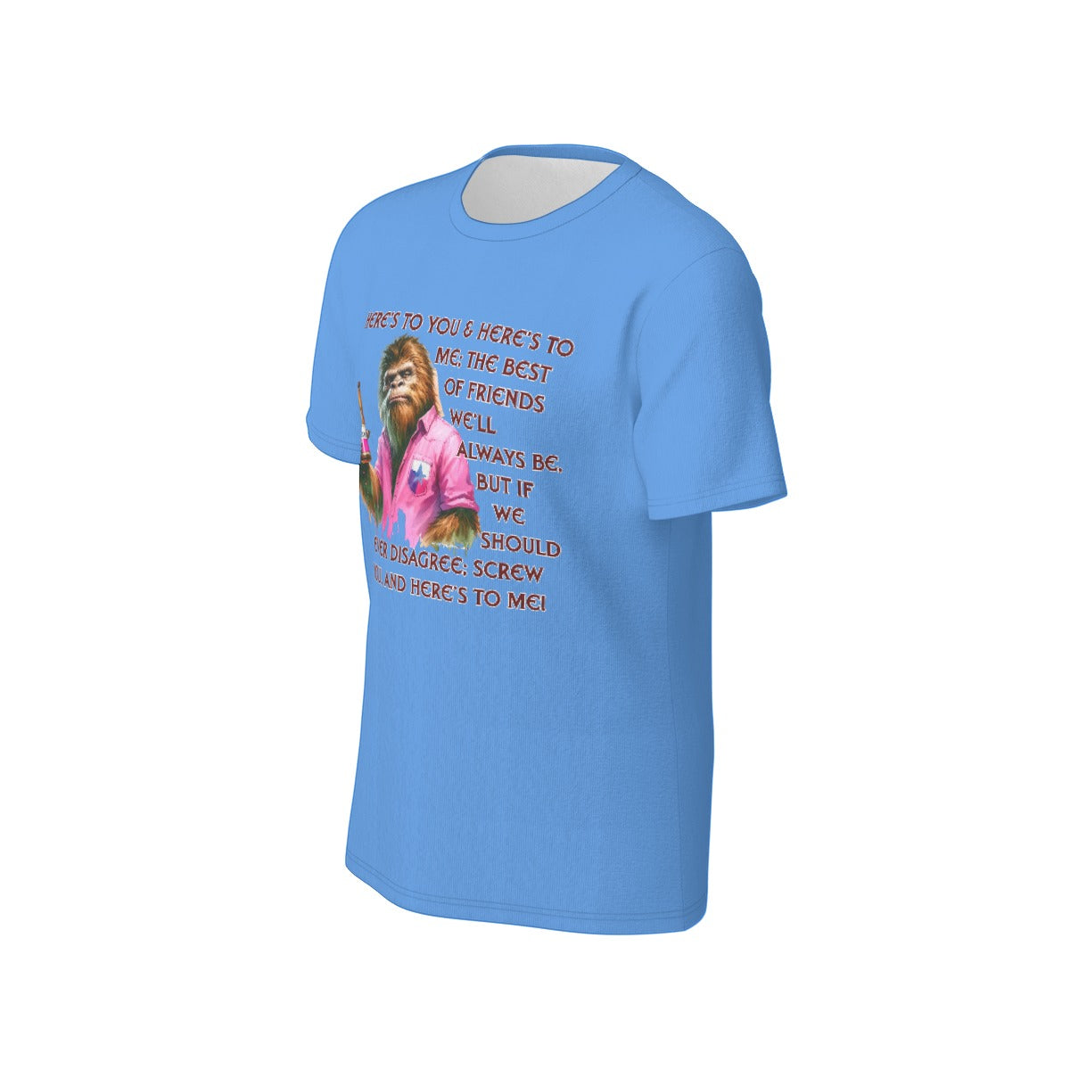 Bigfoot / Sasquatch "Here's to you..", Unisex Short Sleeve O-Neck Cotton T Shirt