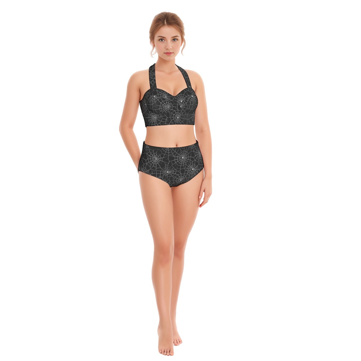 Spider Webs, Women’s Bikini Halter Swimsuit, Two Piece Set