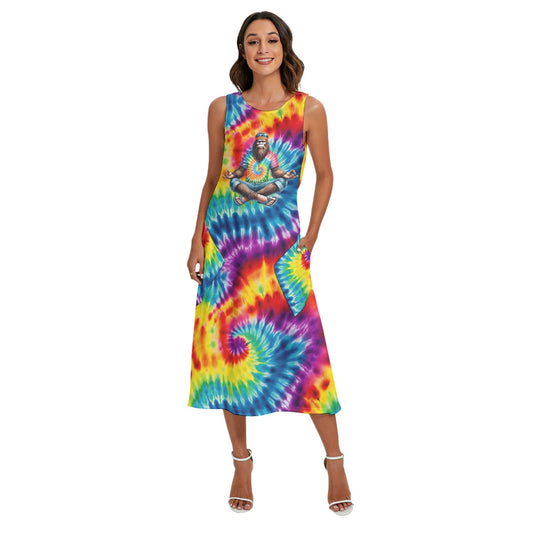Hippie Sasquatch / Bigfoot, Women’s Sleeveless Dress With Diagonal Pockets