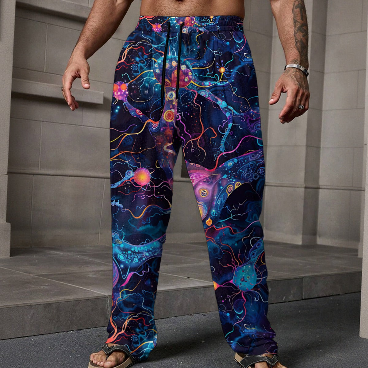 Psychedelic Design, Men’s Loose Casual Pants W/ Pocket