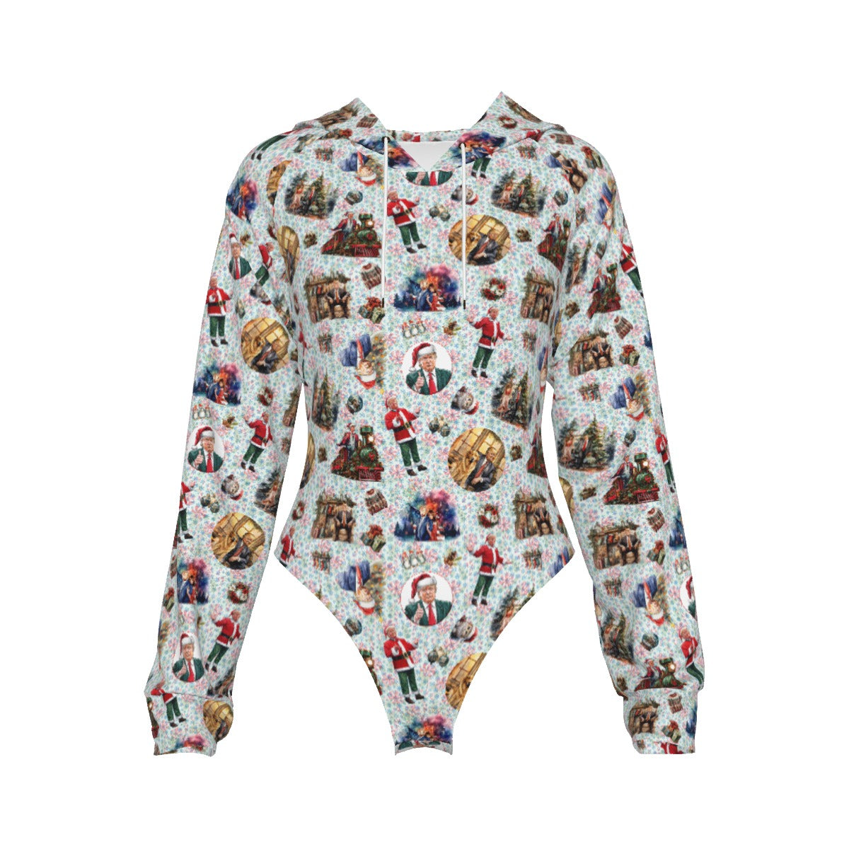 10 Donald Trump Designs, Women's Raglan Sleeve Hooded Bodysuit