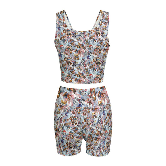 8 Patriotic Designs, Women’s 2 Piece Yoga Short Set