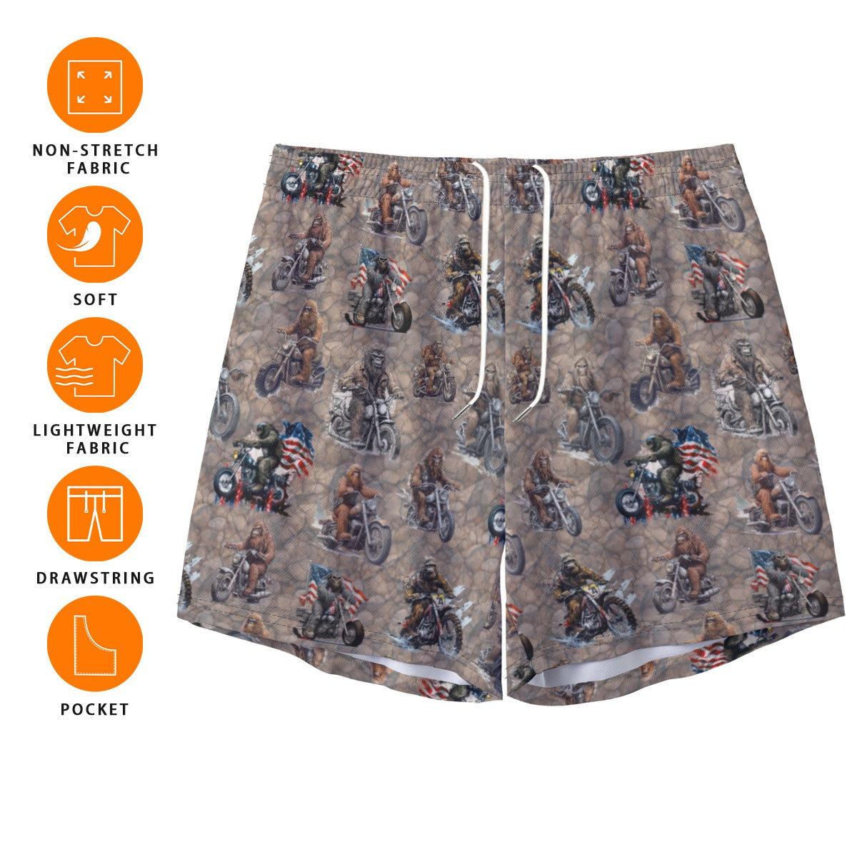 10 Bigfoot / Sasquatch Designs, Men’s Sports, Pocketed Shorts