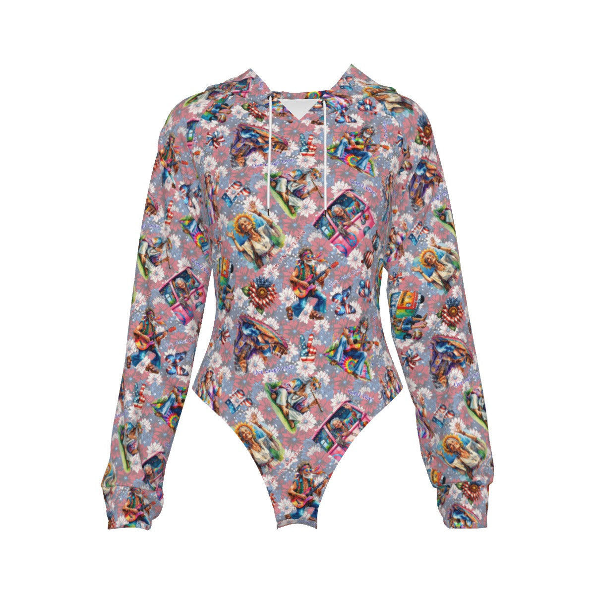 8 Patriotic Designs, Women's Raglan Sleeve Hooded Bodysuit