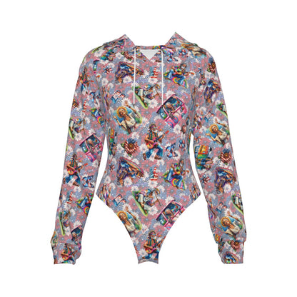 8 Patriotic Designs, Women's Raglan Sleeve Hooded Bodysuit