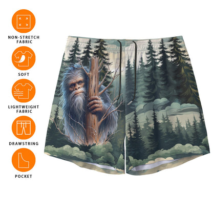 Sasquatch Themed, Men’s Sports, Pocketed Shorts