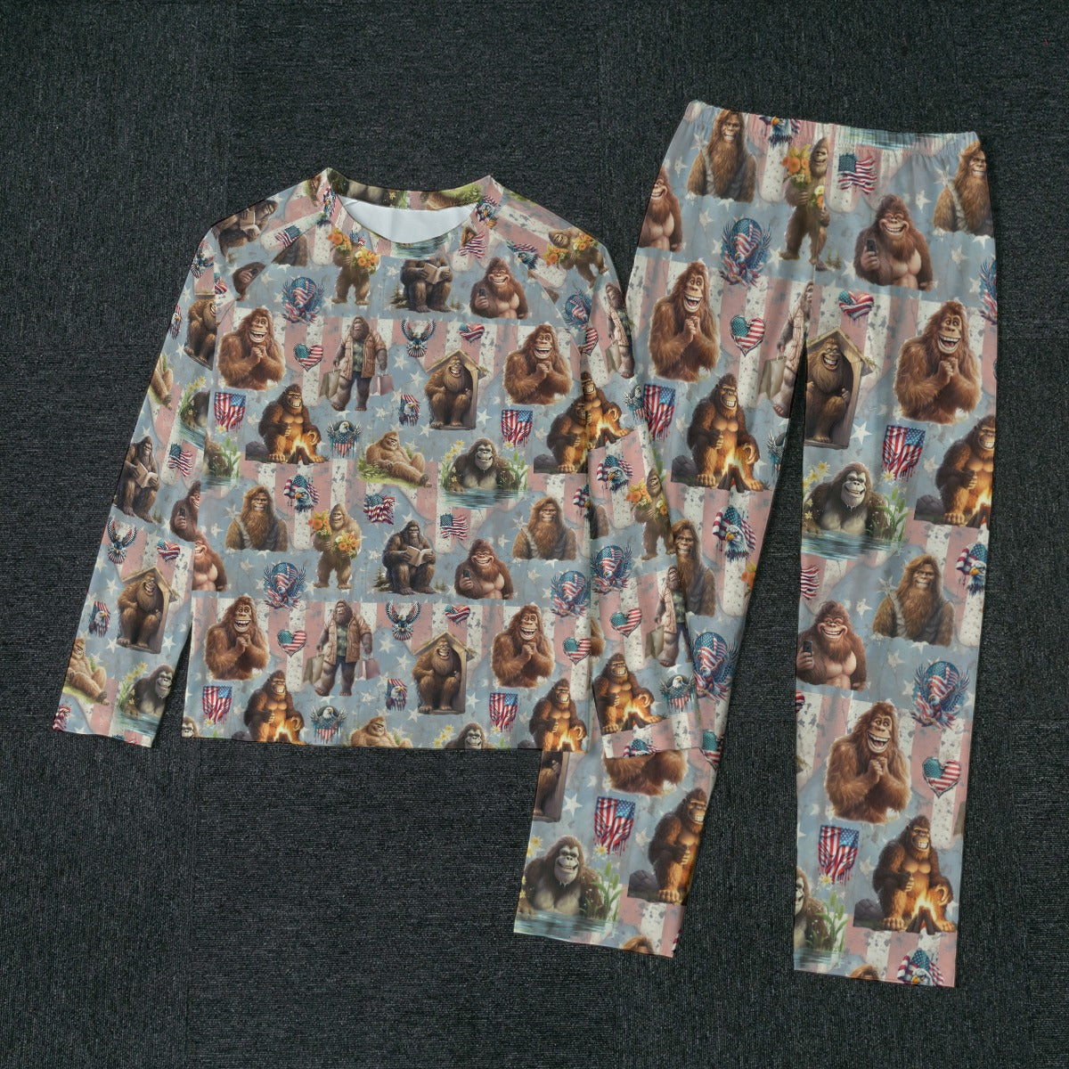 10 Bigfoot / Sasquatch Designs, Men’s Raglan Sleeve Pajamas with Wide Ankles
