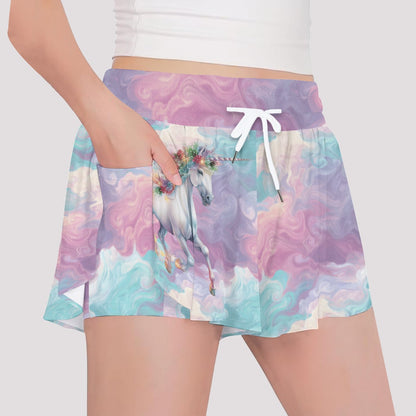 Unicorn, Girls Sports Culottes, Butterfly Shorts w/ Pocket