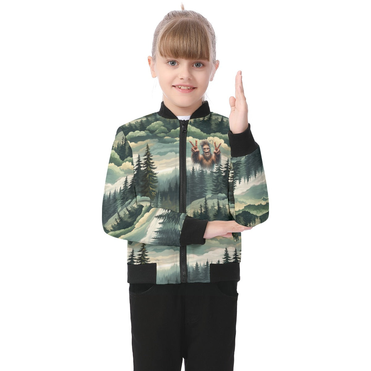 Bigfoot / Sasquatch in Woods, Kid’s Bomber Jacket