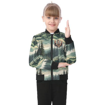Bigfoot / Sasquatch in Woods, Kid’s Bomber Jacket