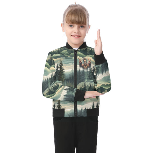 Bigfoot / Sasquatch in Woods, Kid’s Bomber Jacket