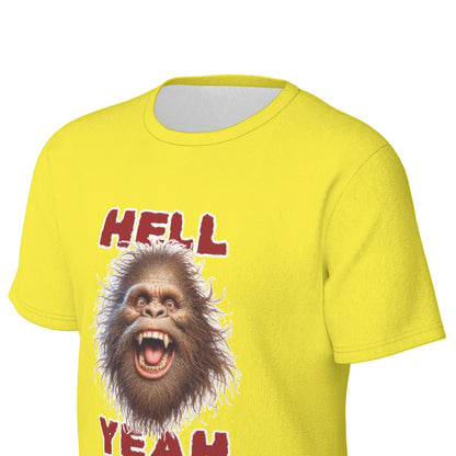 Bigfoot / Sasquatch "Hell Yeah", Unisex Short Sleeve O-Neck Cotton T Shirt