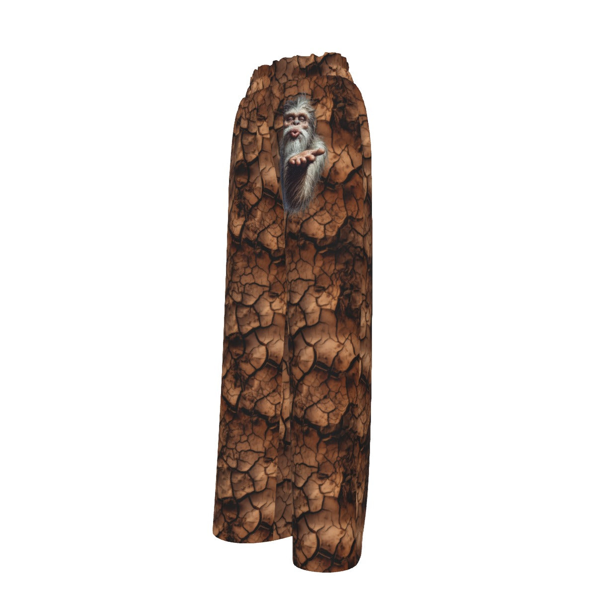 Bigfoot / Sasquatch Blowing Kiss, Women’s Faux Silk Wide-Leg Pants
