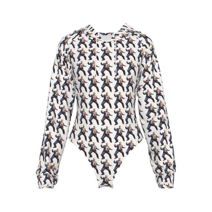 All-Over Print Women's Raglan Sleeve Hooded Bodysuit