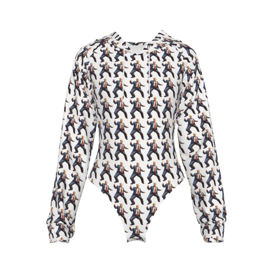 All-Over Print Women's Raglan Sleeve Hooded Bodysuit