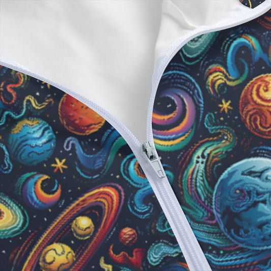 12 Galaxy, Space Designs, Adult Windbreaker Long Jacket