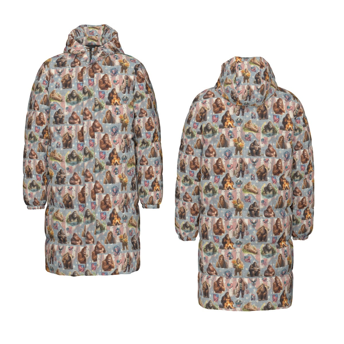 10 Bigfoot / Sasquatch Designs, Long Down Jacket / Coat